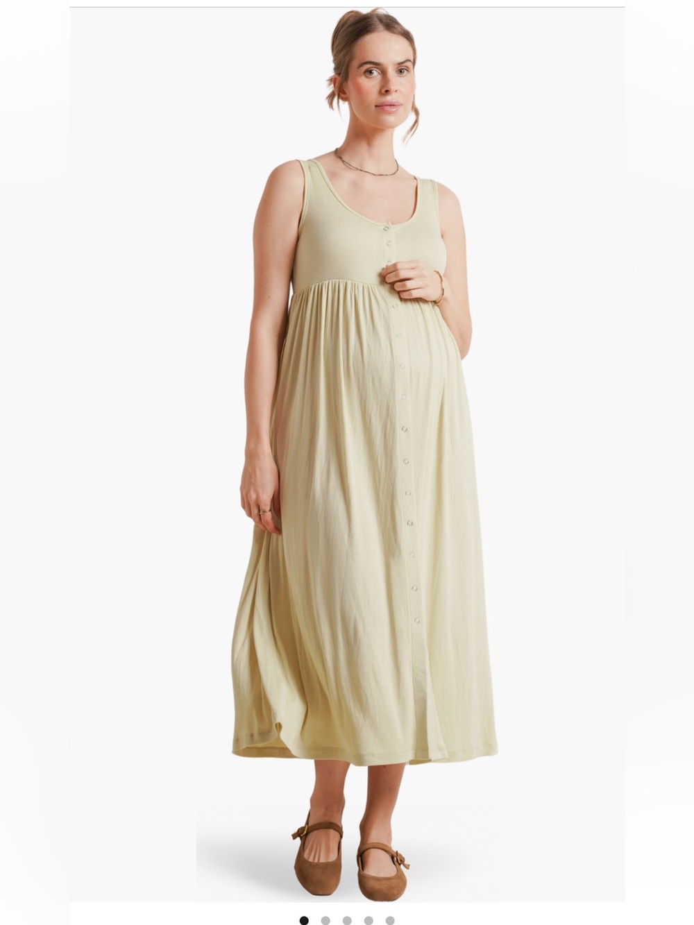 Nom Maternity Rib Maternity/Nursing Midi Dress - Small